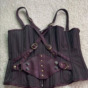 Steam Punk Gothic Purple/ Brown Striped Corset Top, XXL, NWOT